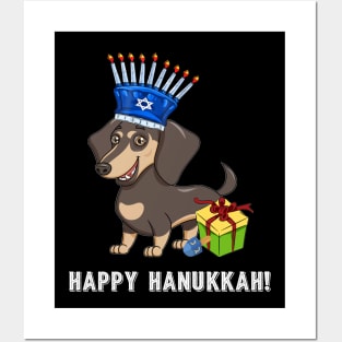 Dachshund Menorah Hat Hanukkah Chanukah Posters and Art